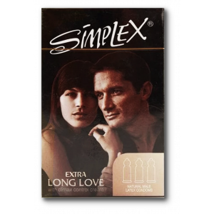 SIMPLEX EXTRA LONG LOVE NATURAL MALE LATEX CONDOMS 3 PIECES
